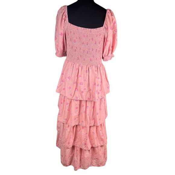Loveshackfancy 2xl pink floral Simone smocked tiered maxi dress puff sleeve - Picture 3 of 6